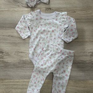 Floral Kids Matching Set - White and Pink